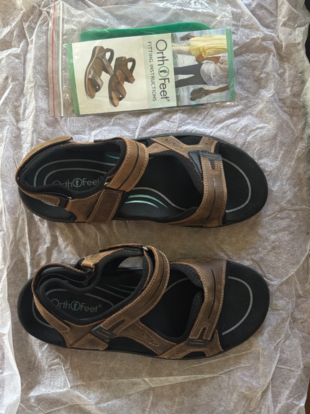Orthofeet Men's Brown Leather Adjustable Comfort Sandals